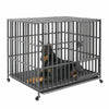 UK 46" Strong Dog Crate Cage Rolling Pet Kennel Prevent Escape Training Military