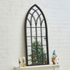 Tall Rustic Arch Wall Mirror 115cm Large Metal Window Style Frame Hallway Decor