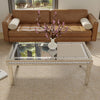 Large Silver Mirrored Coffee Table Crystal Inlay Gorgeous Modern Tea Table Home