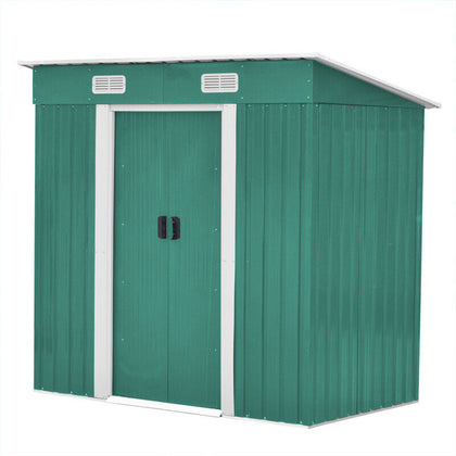 4ftx6ft Garden Shed Metal Pent Roof Outdoor Tool Storage Small House +Foundation