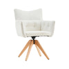 1PC 360° Swivel Velvet Fabric Dining Chair Rotatable Wooden Legs Kitchen Chair