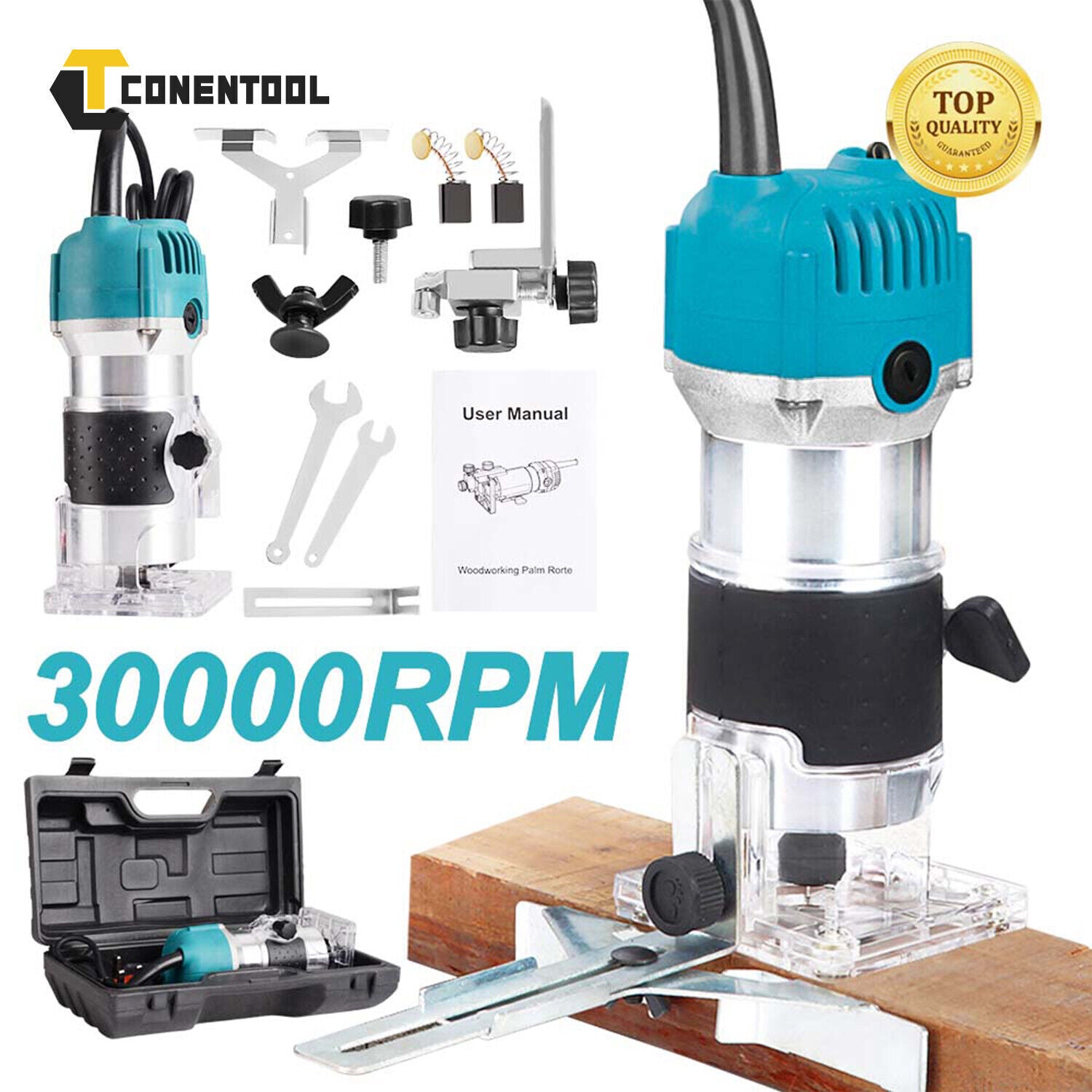 800W Palm Router Mini Hand Held Router Wood Laminator Trimmer W/ Case ...