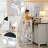 3-in-1 Wooden Kids Step Stool Toddler White Learning Tower Kitchen Helper