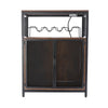 Drinks Cabinet Wine Bar w/ Glass & Bottle Storage | Black Rattan W/ RGB LED