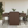 5 Piece Garden Bar Set with Cushions Brown Poly Rattan