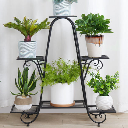 6 Tier Metal Plant Stand 6 Flower Pots Shelf Display Rack Garden Home Dec