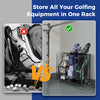 Garage Golf Storage Rack Bag Stand w/Detachable Side Golf Club Rack-Black