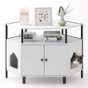 Corner Cat Litter Box Enclosure Cat House Cabinet Hidden Kitten Washroom-White