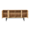 Rattan Woven 4 Doors TV Unit Stand Storage Shelves Wood Cabinet Media Unit Table