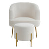 Sherpa Teddy White Single Sofa Armchair Button Wingback Accent Chair w/Footstool