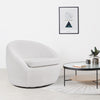 Teddy Velvet Swivel Accent Chair Tub Armchair Barrel Chair with Metal Ring White