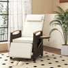 Outdoor Rattan Recliner Chair Wicker Reclining Lounge Chair w/ Armrests White