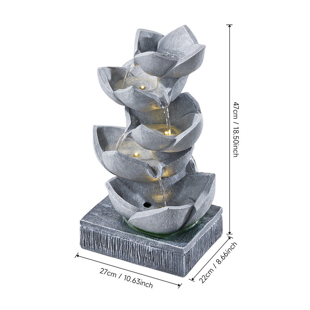 Solar Powered Garden Water Feature Outdoor Solar Fountain Cascading Waterfall