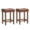 2Pcs Bar Stool PU Leather Counter Height Saddle Stools Dining Chairs Brown 60CM