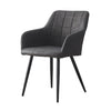 2X Used Faux Leather Dining Chairs PU Upholstered Metal Legs Tub Chair Dark Grey