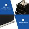 LED Light 3 Drawers Bedside Table High Gloss Cabinet Side End Table Living Room