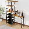 Smilesun 16 Bottles Wine Rack w/ Folding Table & Glass Holders 6-Tier Shelves