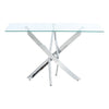 Clear Glass Top Console Table with Stylish Cross Chrome Legs Living Room Hallway
