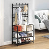 Black Metal Clothes Rail Rack Garment Stand Corner Open Wardrobe with Shelf