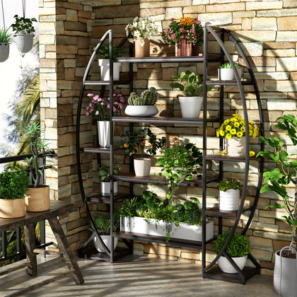 XXL Large Industrial Plant Stand Thicken Metal Tube Flower Rack Staggered Shelf