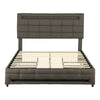 Double Bed Upholstered Storage Bed Frame With LED Light, 4 Drawers and Headboard