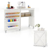 Barn-door Sewing Cabinet Folding Wewing Craft w/5 Lockable Wheels-Black