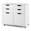 Mobile Storage Cabinet 4 Drawer Dresser Chest with Doors-White