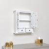 White painted mirrored bathroom wall medicine cabinet internal shelving storage