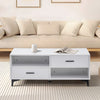 White High Gloss Coffee Table with Four Storage Rectangular Living Room Modern