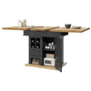 Extendable Dining Table with Wooden Effect Worktop Storage Cabinet Kitchen Table