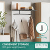 Wall Mounted Coat Rack Panel with Rail & 3 Hooks, Hallway Entryway White