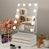 Hollywood Make up Mirror with Storage 3-Tier Jewelry Box LED Lighted Tabletop