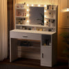 Dressing Table w/ LED Lights Mirror,Makeup Vanity Table w/ Shelves & Drawer Swdx