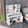 Dressing Table W/ 3Drawers HD Mirror Stool Set Makeup Desk Vanity Table Bedroom