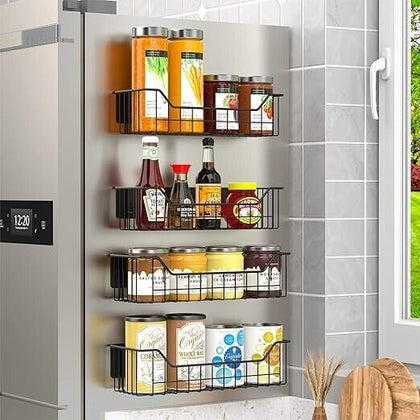 Magnetic Spice Rack Organizer 4 Tier Magnetic Spice Rack for Fridge Refrigerato