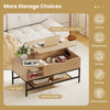 Lift Top Coffee Table Living Room Table w/ Storage Shelf-Natural