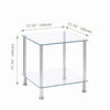 2pcs Square Clear Tempered Glass Side End Table Bedside Table w/ Storage Shelf