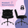 Ergonomic Armless Desk Chair with Wheels, Height Adjustable Fabric Padded Seat