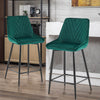 Pair Velvet Bar Stools V Type Seat Metal Leg Footrest Bar stool