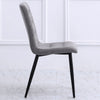 Set of 4 Dining Chairs Kitchen Breakfast Grey Linen Fabric Padded Seat Metal Leg