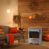 Electric Fireplace Stainless Steel 2KW Heater LED Fire Flame Silver