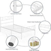 Single Bed, 3ft Metal Bed Frames with Headboard Premium Steel Slat Support