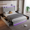 Velvet Upholstered Bed with Headboard 4ft6 Double Bed Frame with Storage Drawers