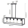 Matte Black 5-Light Chandelier Light Linear Lighting Hanging lamp Bar Restaurant