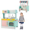 2-in-1 Kids Play Kitchen & Restaurant Wooden Pretend Double-sided Cooking Toy