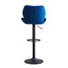 2x Blue Velvet Breakfast Bar Stools Swivel Gas Lift Chairs Kitchen Pub Chair