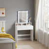 Bedroom Modern Dressing Table Vanity Desk With Drawers Shelves LED Mirror White
