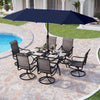 Metal Garden Dining Table Outdoor Patio Table w/Umbrella Hole for 6-8 Person
