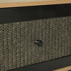 Rattan Coffee Table With Storage Drawer Living Room Furniture Black Metal Legs