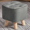 Square Footstool Footrest Pouffe Linen/Velvet/PU Leather Padded Children Seat